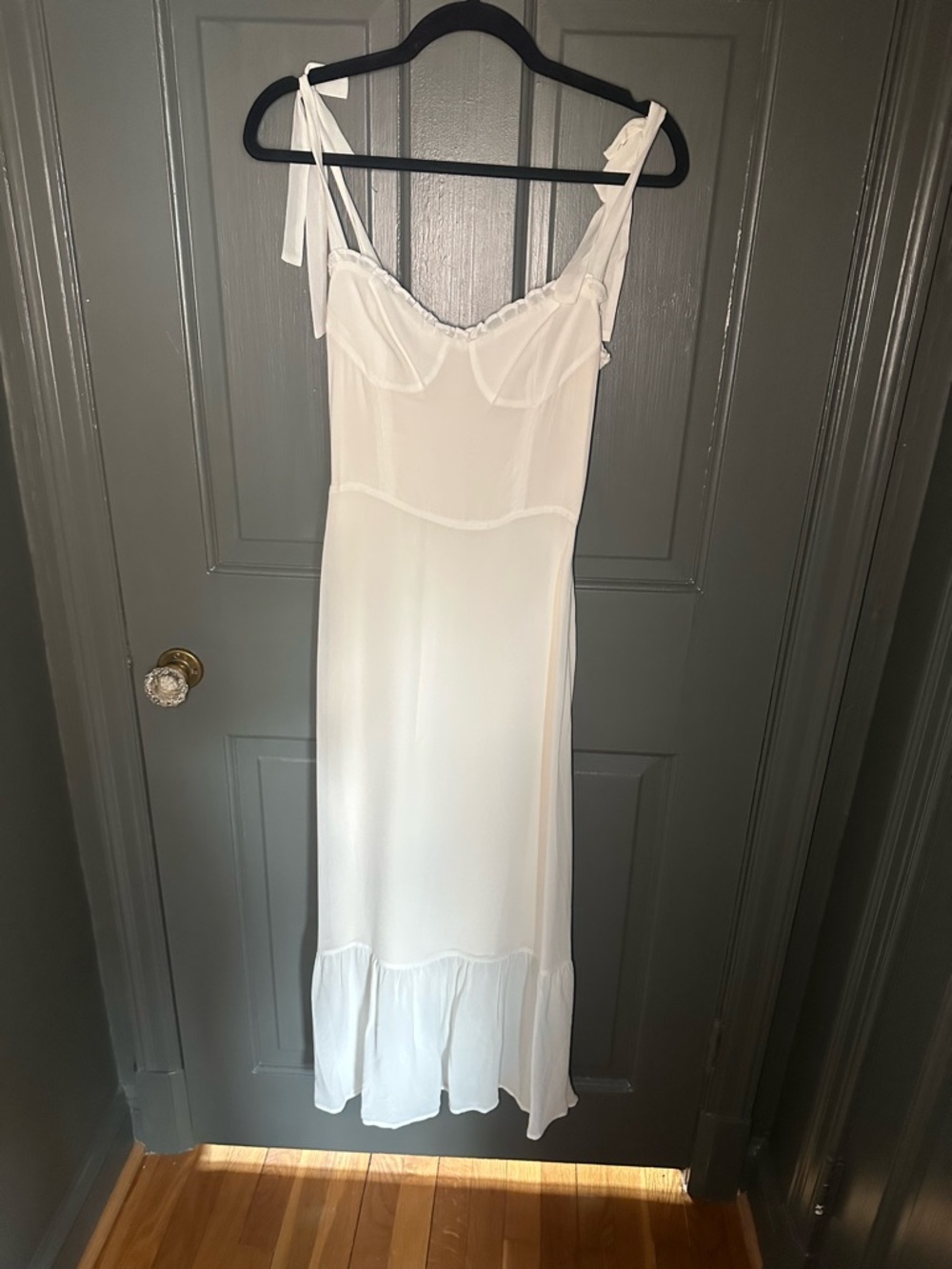 Reformation Cream Tie-Shoulder Slip Dress